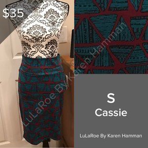 Maroon/teal triangle shaped pencil skirt Cassie